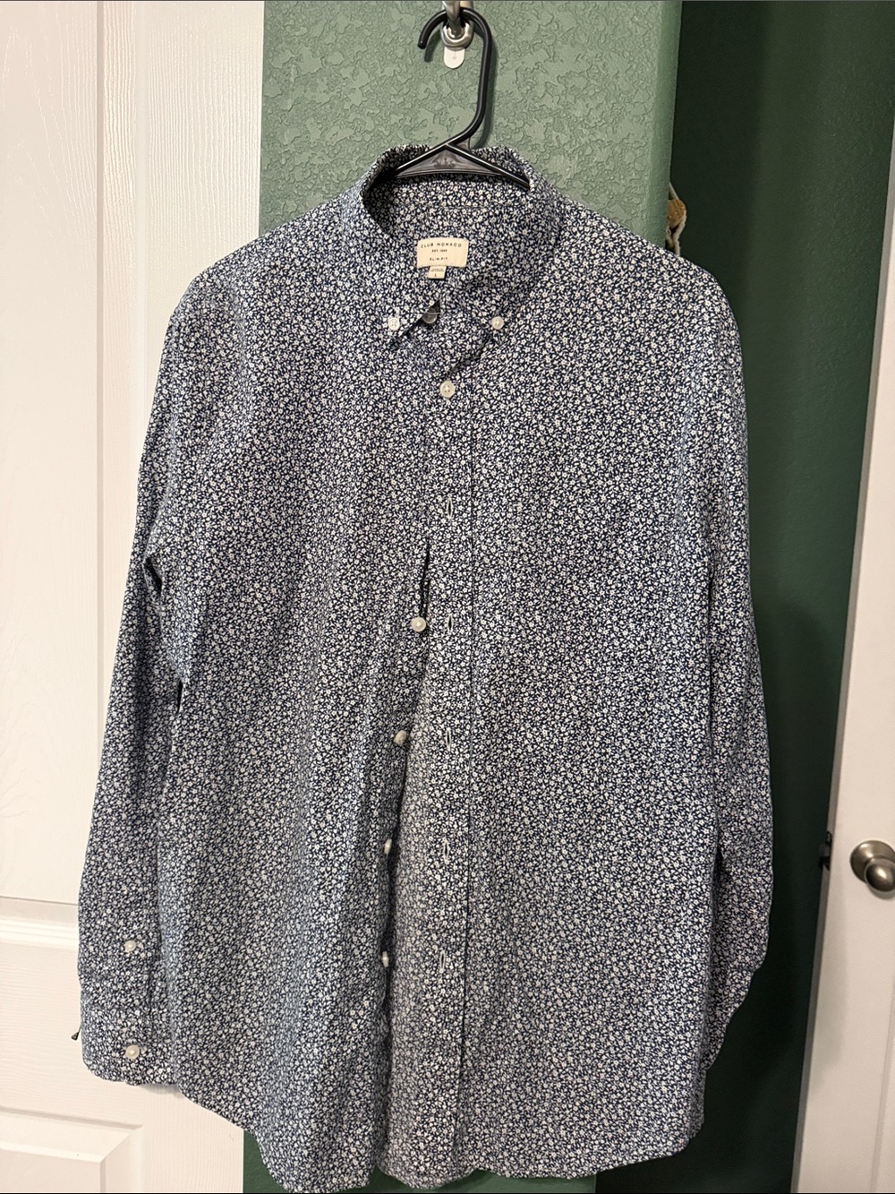 Club Monaco Navy Micro Floral Button-Down Shirt